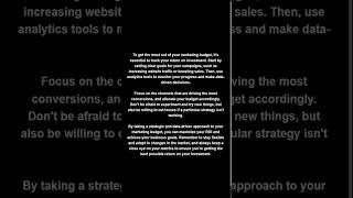 Maximizing Your Marketing Budget