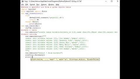 Delete a specific row from a given SQLite table in Python