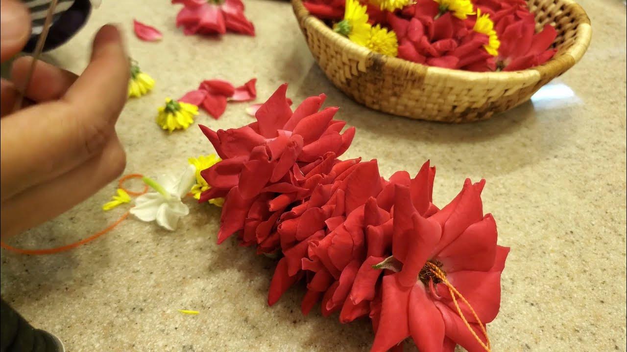 DIY Valentine's Gift Bracelet Tutorial/ Fresh Flowers Gajra / Wedding Flowers / Gift Roses for