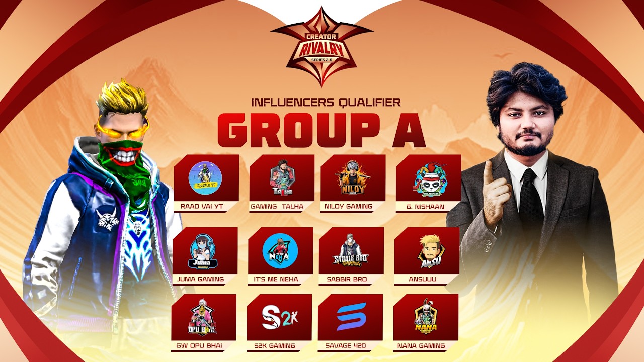 [🔴LIVE] CREATOR RIVALRY SERIES 2.0| INFLUENCERS QUALIFIER G-A | FREE FIRE @raadvaiyt829 @ZaraGamiing
