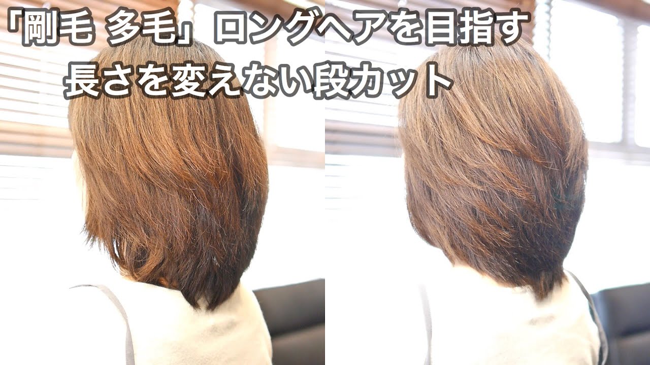 剛毛 多毛でロングヘアを目指す 長さを変えない段カット Youtube