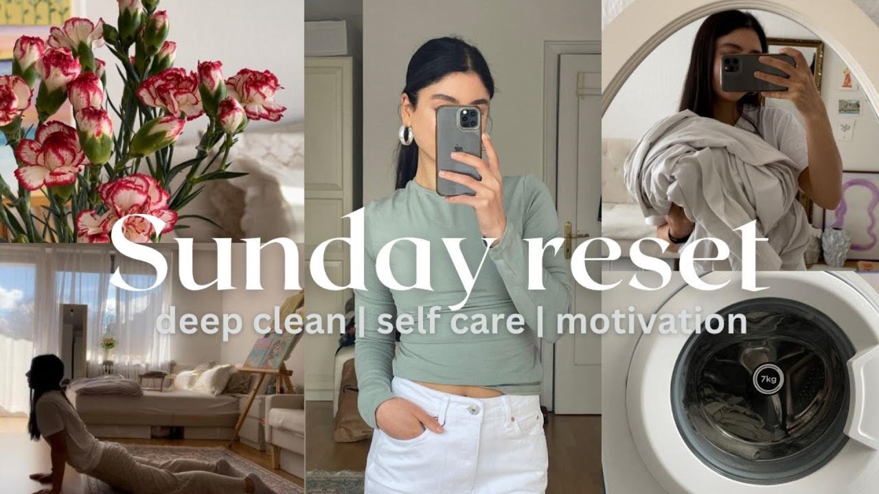 Sunday reset routine ☁️| deep clean, self care & prep for a productive ...