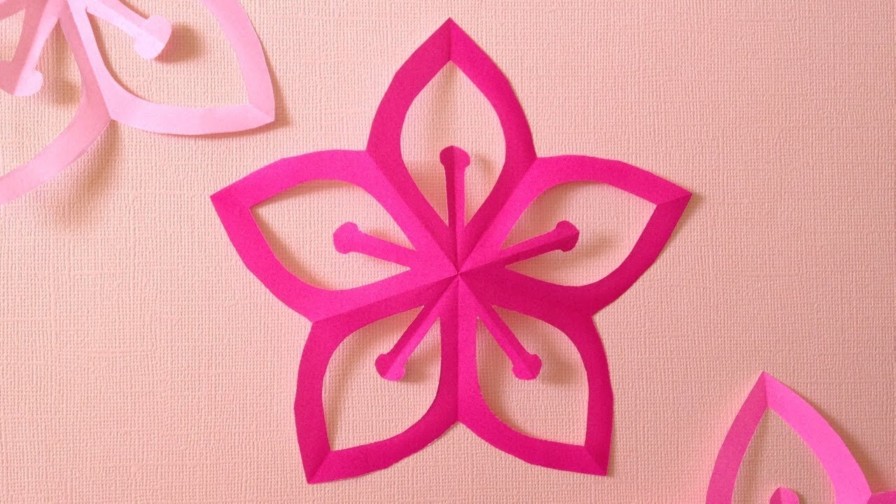 Origami Peach Flower Instruction 切り紙 桃の花 簡単な作り方 Youtube