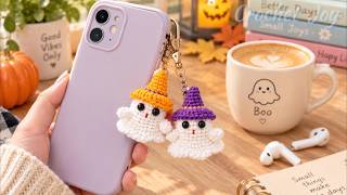 How to Crochet a Cute Little Ghost Pendant | Adorable Ghost Keychain DIY Tutorial 👻🧶