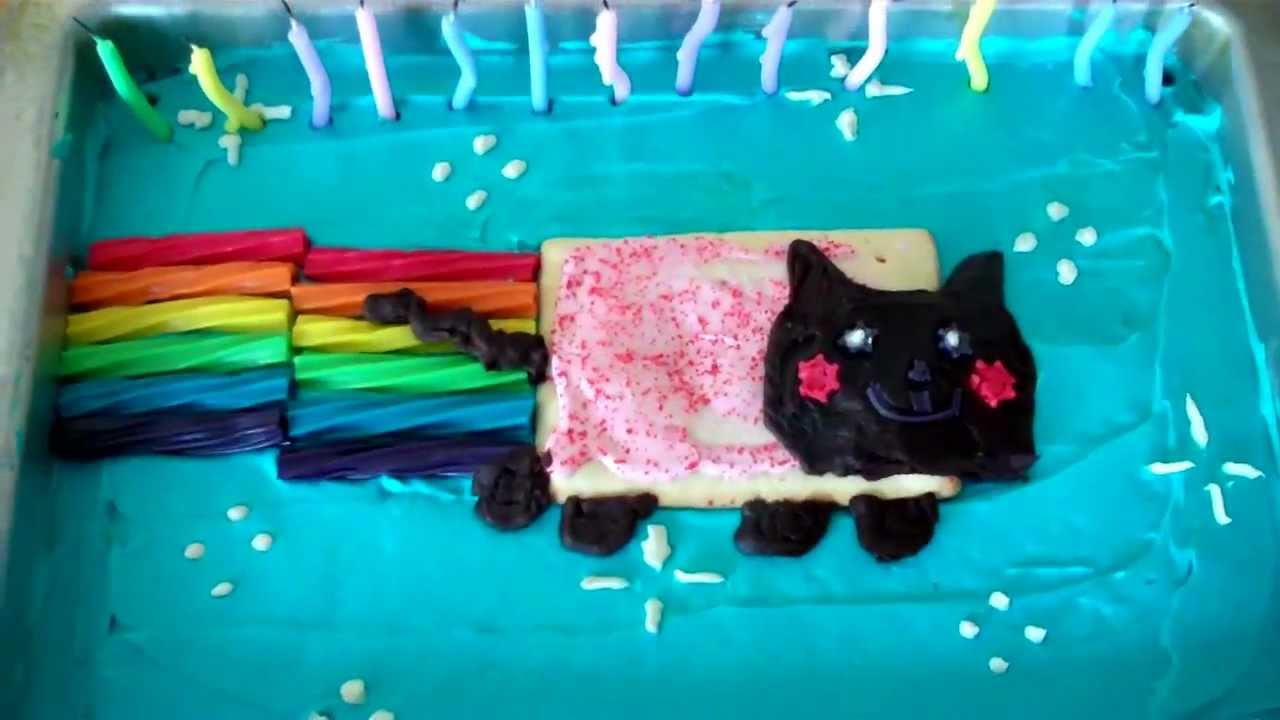 Nyan Cat cake - Easy poptart cat birthday cake - YouTube