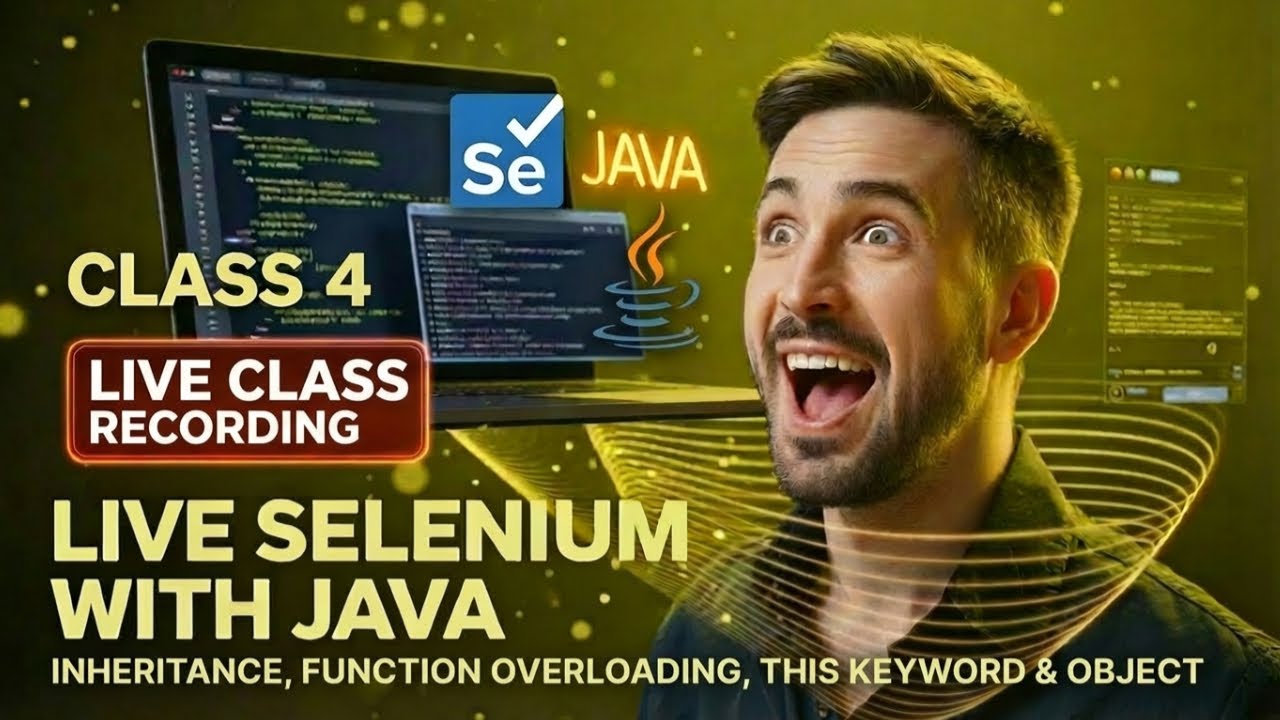 Selenium Java Class 4 LIVE Recording: Inheritance, Function Overloading ...
