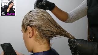 How to apply a dye medium natural ash blonde when there is root in brown hair