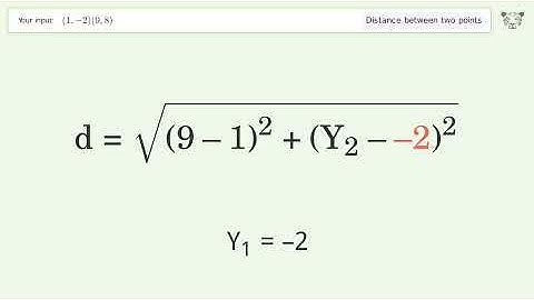 Find the distance between two points p1 (1,-2) and p2 (9,8): Step-by-Step Video Solution
