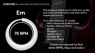 Backing Track - Em - 70 BPM
This one chord 70 BPM backing track allows you to work your Em scales and licks in a more funny way than with a simple metronome.
I invite you to try it with following E scales :
- Minor Pentatonic / Blues Scale
- Aeolian (Natural Minor)
- Dorian
- Phrygian
- Melodic Minor
- Phrygian #6
- Harmonic Minor
...
For other BPMs (Em) : https://youtube.com/playlist?list=PLFp04wuhtHkmX1oBvpqyH5IVGHu3-hR8H
Subscribe for more JamTracks and Licks ;-)
Find me on INSTAGRAM : https://www.gillesfournat.com/instagram/ Backing Track - Em - 70 BPM