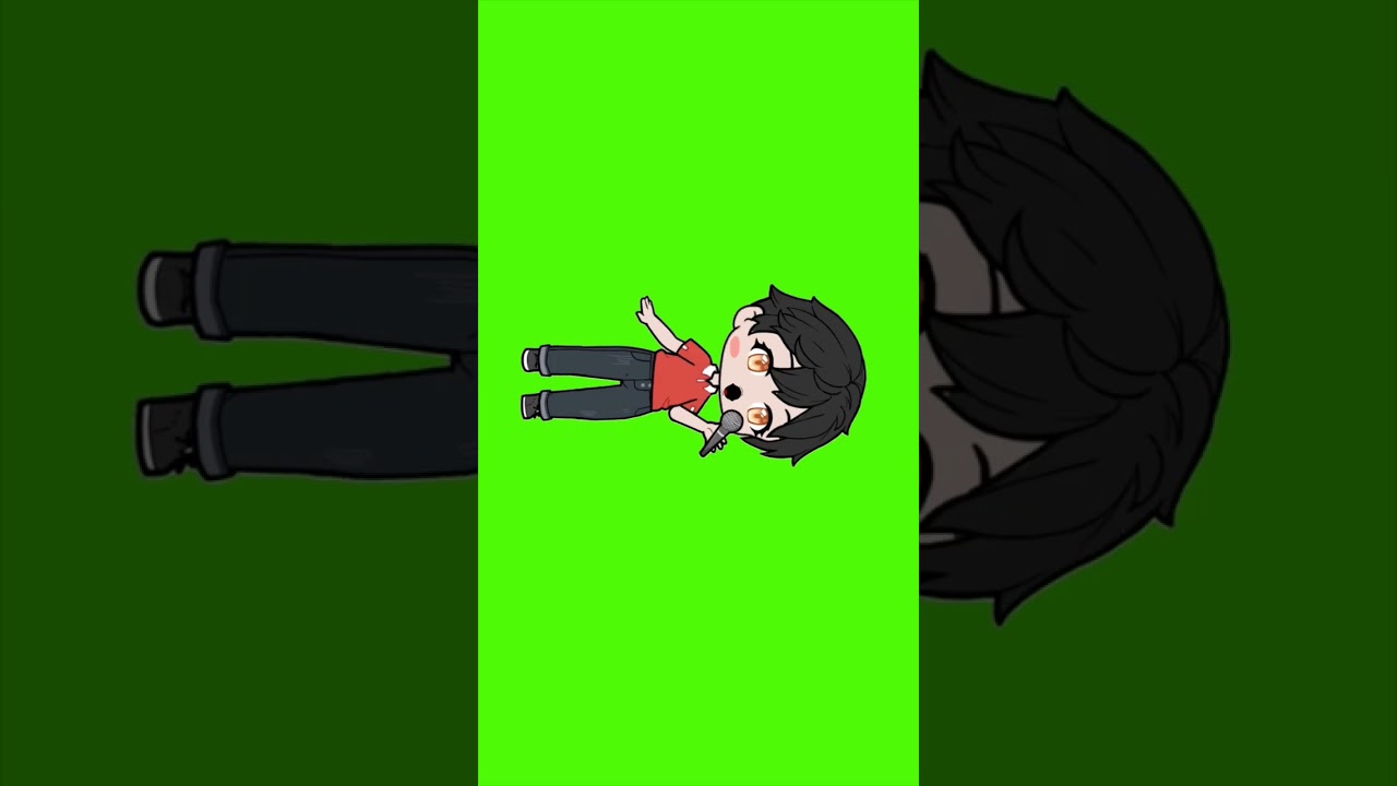 Anime boy singing animation green screen | cute, animated character overlay 