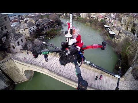 Santa Claus Riding a Drone