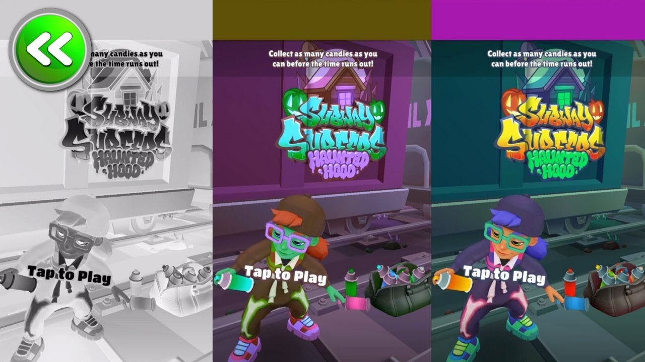 Subway Surfers - Trick or Treat Haunted Hood Festive Tricky - Reverse SlowMo Invert Colors Episode15