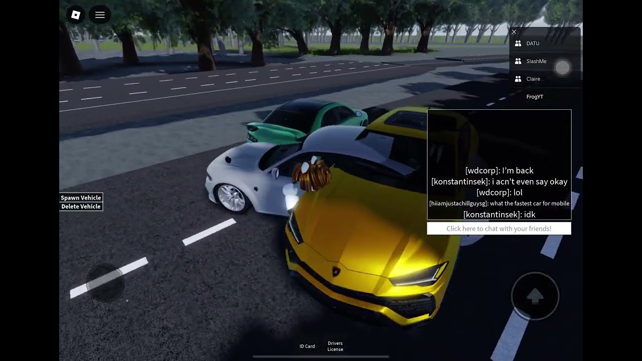 Playing a car game with my friends