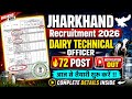 Jharkhand Dairy Technical Officer Vacancy 2026 | Dairy Technical Officer Notification 2026 OUT!