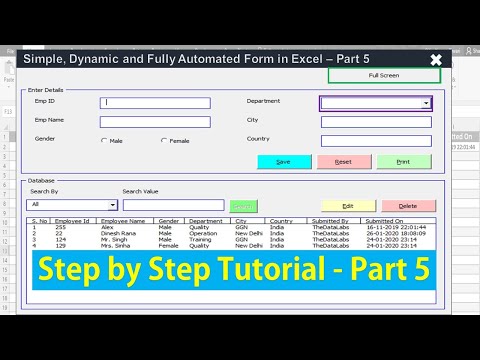 Fully Automated Data Entry Form in Excel - Part 5 (Full Screen, Zoom and Dynamic Combo-box)