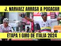 Resumen 1 etapa giro de italia 2024 narvaez brutal victoria sobre pogacar  nairo quintana a tope