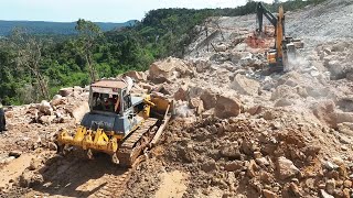 NEXT Video Incredible High Mountain Road Construction Technology Bulldozer Pushing Clearing Stone