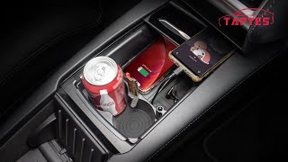 TAPTES T-Box Tesla Model S / X Wireless Charging Organizer Box With Cup Holder