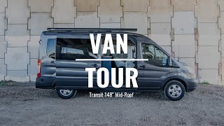 VAN TOUR | Ford Transit 148", Mid Roof Custom Camper Van Build | Rossmönster Vans | 112