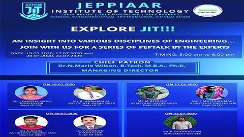 EXPLORE JIT  AN INSIGHT INTO VARIOUS DISCIPLINES
