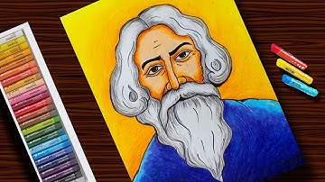 Rabindranath tagore drawing step by step with colour/ How to draw Rabindranath tagore