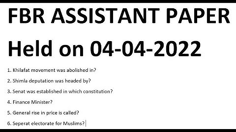 FBR Assistant Paper held on 04-04-2022 | Assistant Federal Board of Revenue paper today