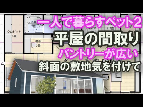 一人暮らしの平屋の間取りペット２匹　28坪２LDK間取りシミュレーション　　　すごく広いパントリー　書斎のある住宅プラン　【要望が長すぎるので要望編はサブチャンネルで別の動画にします】