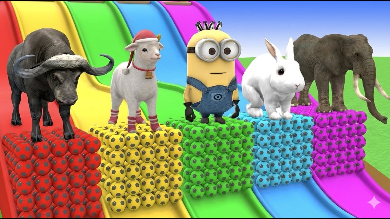 Long Slide Game With Cow Elephant Gorilla Hippopotamus Tiger 3d Animal Game Funny 3d Animals