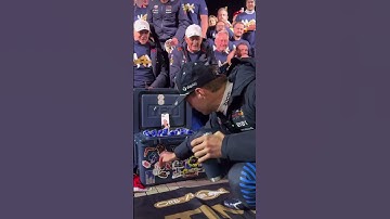 Thumbnail of Max Verstappen dancing to his own song after 4th World Championship #F1 #Formula1 #Shorts