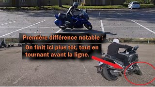 Faire demi-tour en moto en FJR1300 : Maniabilité Energétique VS Regard+Patinage+contrepoids :)