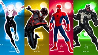 Tiles Hop SuperHero, Spider-Gwen vs Miles Morales vs SpiderMan vs Venom