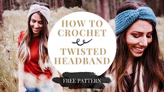 Crochet Knit-Look Twisted Earwarmer Headband Pattern by Briana K Designs