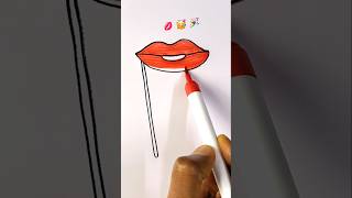 Party 🥳 props- Lip 💋 drawing for kids #shorts #ytshorts #drawing #art #fun #kidsart