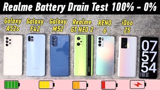 Realme GT Neo 2 vs Galaxy M52, F42, A52s vs iQoo Z5 vs Oppo Reno 6 Battery Drain Test 100% - 0%
