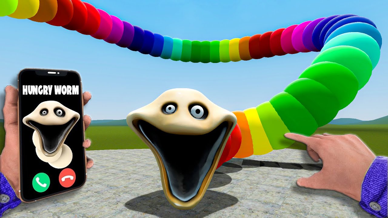 WHAT IF RAINBOW BECAME ROBLOX HUNGRY RAINBOW WORM COLOFUL In Garry's Mod