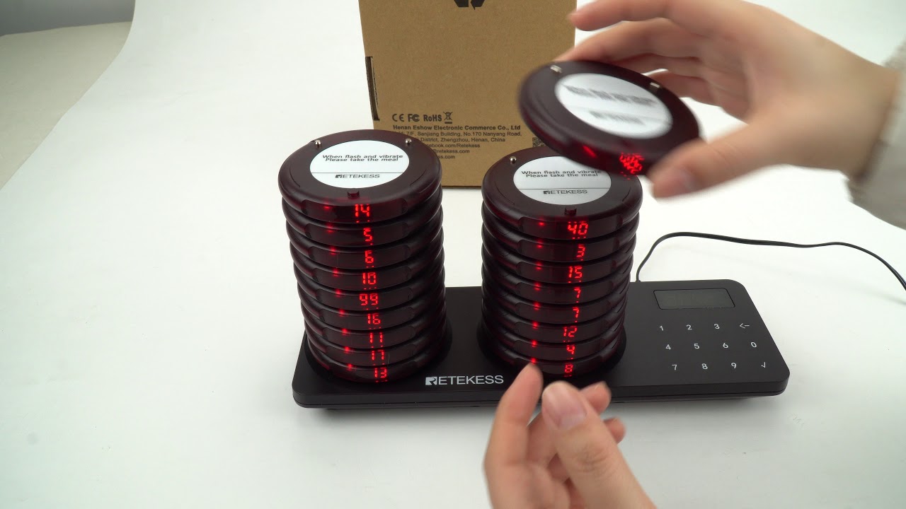 Retekess TD163 Coaster Restaurant Pager with 30 Pagers Standard Set Large Capacity Paging System
