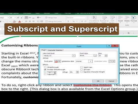 How to Text Subscript and Superscript in Microsoft Excel 2017