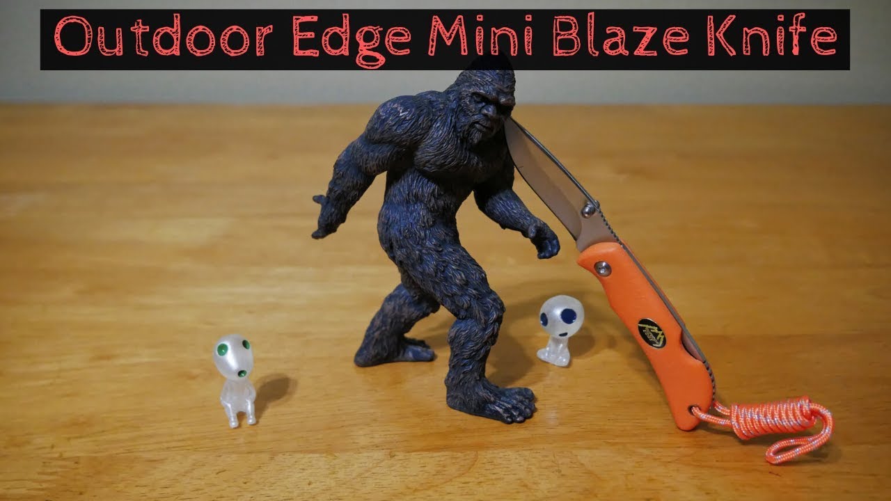 Outdoor Edge Mini Grip Pocket Knife Mini-Blaze Orange Kraton Handle