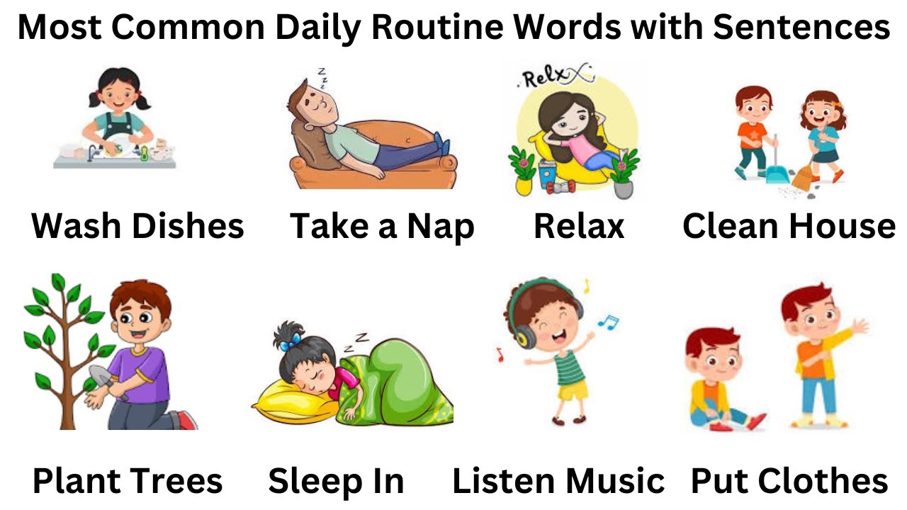 Daily Use Words with Sentences ||Most common daily routine words with ...