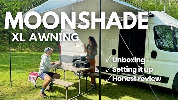 MoonShade XL Awning Unboxing & Setup | Our First Van Life Test Trip