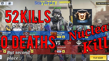 [COD Mobile] Nuclear Kill | 52 Kills | 0 Deaths |  Hardpoint Shipment 1944 Map | Call Of Duty Mobile