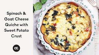 Spinach & Goat Cheese Quiche with Sweet Potato Crust