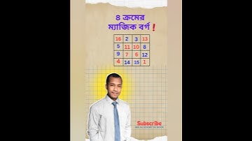 ৪ ক্রোমের ম্যাজিক বর্গ।। অষ্টম শ্রেণী গণিত প্রথম অধ্যায়: প্যাটার্ন // #classsevenmath // Chapter-1