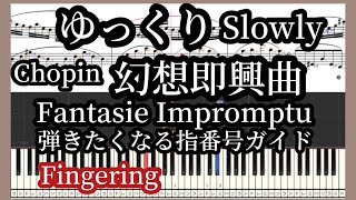幻想即興曲 ゆっくり ショパン 指番号付シンセシア 楽譜ドレミ付 Fantasie Impromptu Chopin Slow Piano  Tutorial