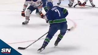 Canucks' Carson Soucy Picks Top Corner With A Clean Wrister