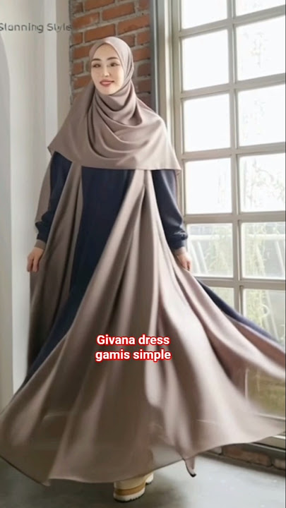 Givana dress basic gamis combination simple long dress contemporary Eid dress for Muslim women sy...