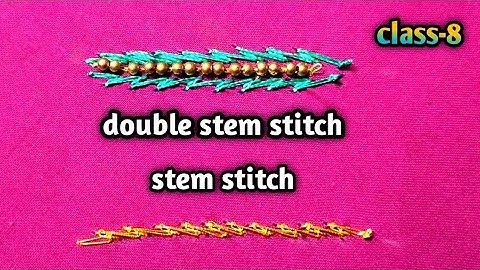 stem stitch with zari thread/double stem stitch with silk thread / maggam work class - 8