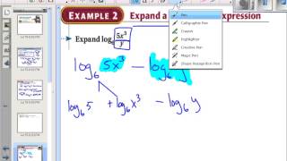 Alg II 7-5 Apply Properties of Logarithms