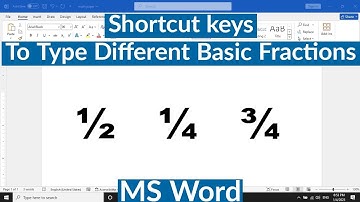Shortcut Keys to Insert Different Fractions in MS Word | Add Basic Fractions with Keyboard Shortcuts