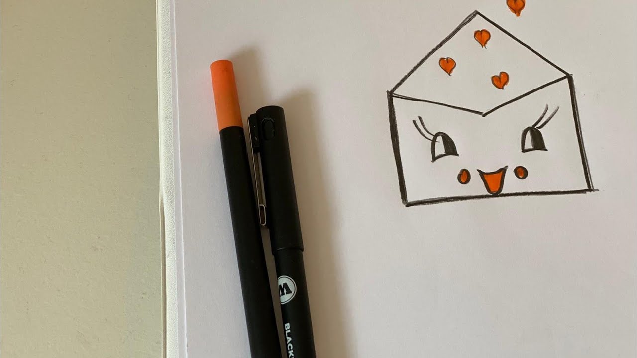 How to Draw Cute Envelope with Love Hearts - YouTube